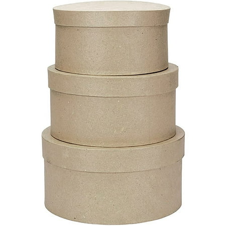 Darice Paper Mache Round Box, Set of 3