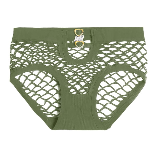Gibobby Ropa interior de encaje sexy Calzoncillos de malla de color de cintura de talla grande para mujer Bragas de ropa interior de de algodón(Verde,M)