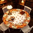 thumbnail image 5 of Fall Sunflower Round Tablecloth, Burnt Orange Pumpkin Thanksgiving Waterproof Table Cover for Kitchen Picnic Party Home Decor 47 In C, 5 of 6