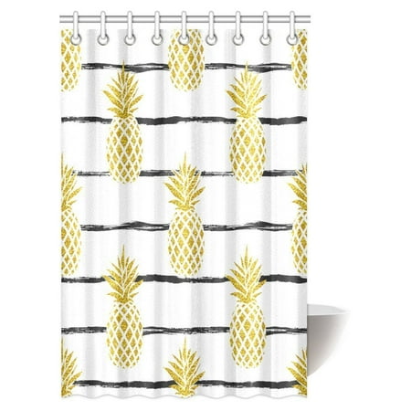 Vintage Tropical Shower Curtain MYPOP Pineapple Decor Shower Curtain, Tropical Theme Vintage Stripe Style Pineapple Fruit Bathroom Shower Curtain 48 By 72 Inches ()