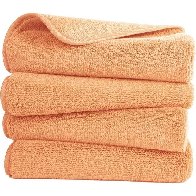 Polyte - Premium Microfiber Towel - Lint Free & Quick Drying - Orange - 16" x 30" - 4 Pack
