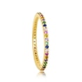 thumbnail image 2 of iJewelry2 Gold Plated Sterling Silver Rainbow Multicolor Round CZ Thin Band Ring Size 6, 2 of 2