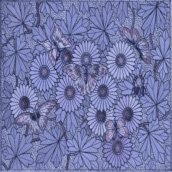 Ahgly Company Machine Washable Indoor Square Transitional Deep Periwinkle Purple Area Rugs, 7' Square