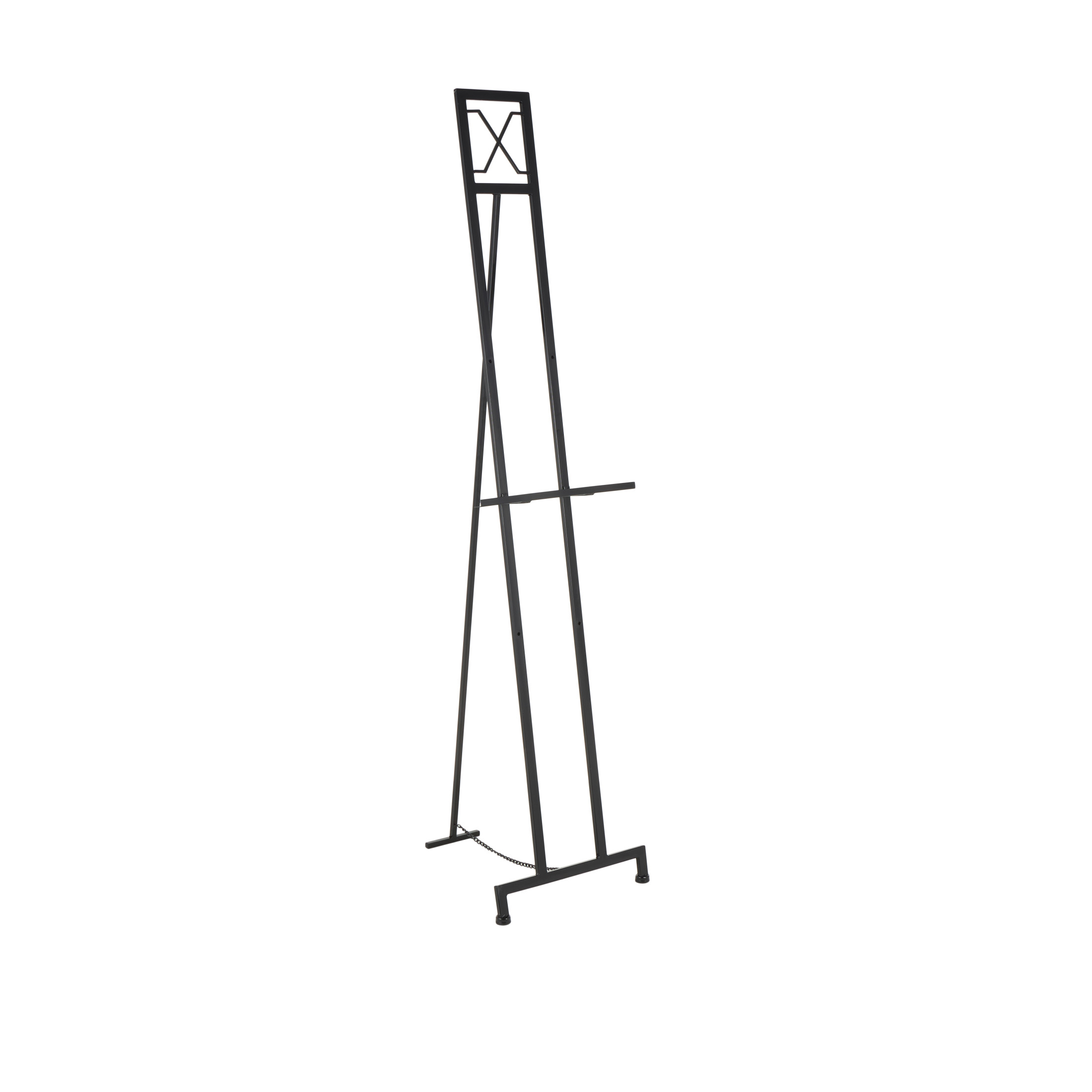 DecMode 17" x 70" Black Metal Wall Hanging Decorative 3 Tier Geometric Easel, 1-Piece