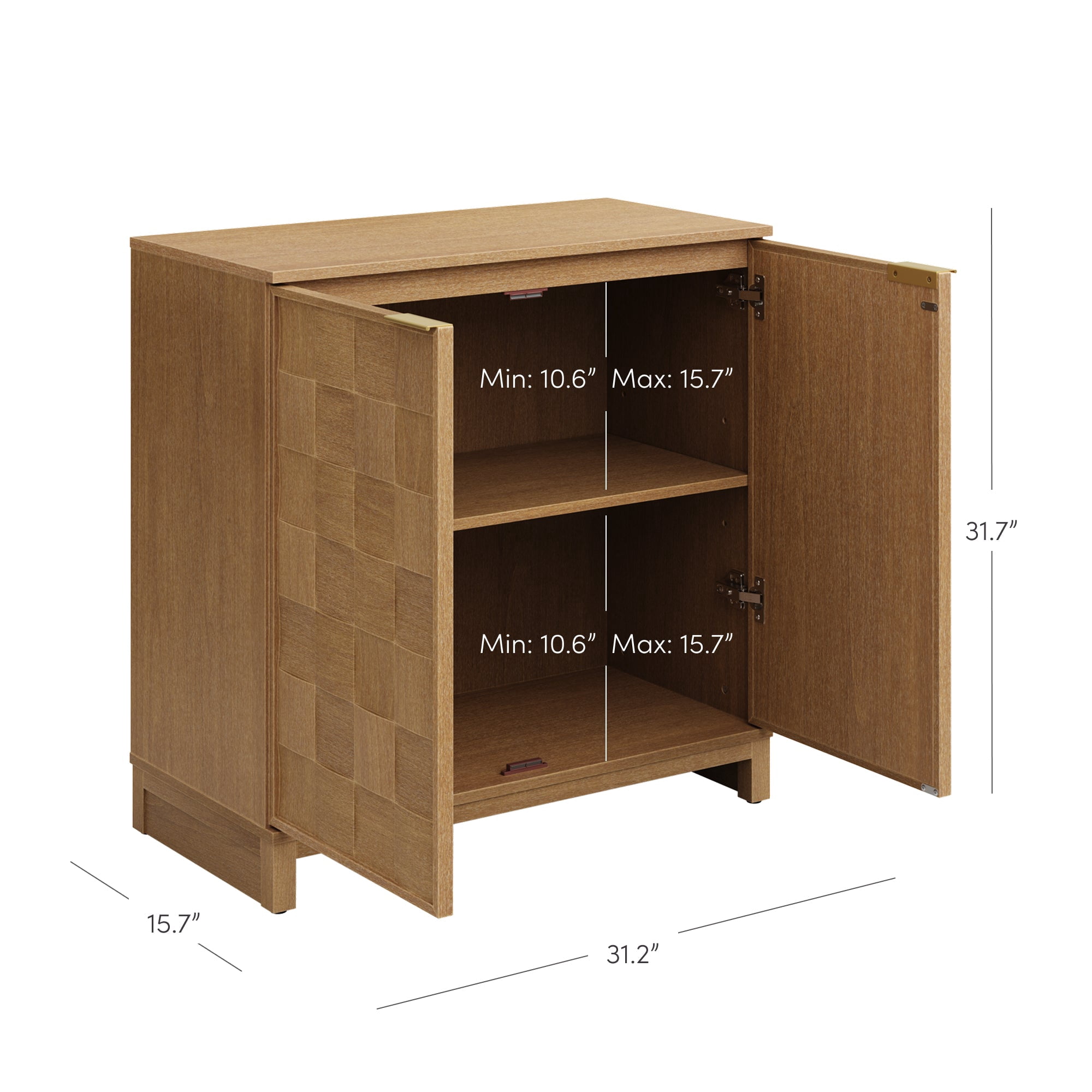 Nathan James Paige Mid Century Modern Bar Cabinet Credenza, Light Wood Accent Cabinet with Sculpted Doors and Interior Adjustable Shelf, Light Brown
