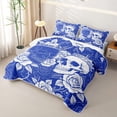 thumbnail image 3 of Castle Fairy Boho Crowned Skull Bed Spread Queen,Spooky Rose Bloom Queen Coverlet Set,Royal Blue White, 3 of 7