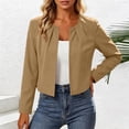 thumbnail image 6 of Vmvidoty Long Sleeve Shrug Top for Women's Collarless Pleated Open Front Cropped Cardigan Khaki S, 6 of 6