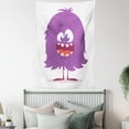 thumbnail image 4 of Alien Tapestry, Monster Making a Silly Face Troll Smiling Print, Wall Hanging for Bedroom Living Room Dorm Decor, 60W X 80L Inches, Pale Purple Burnt Sienna Dark Magenta Champagne, by Ambesonne, 4 of 5