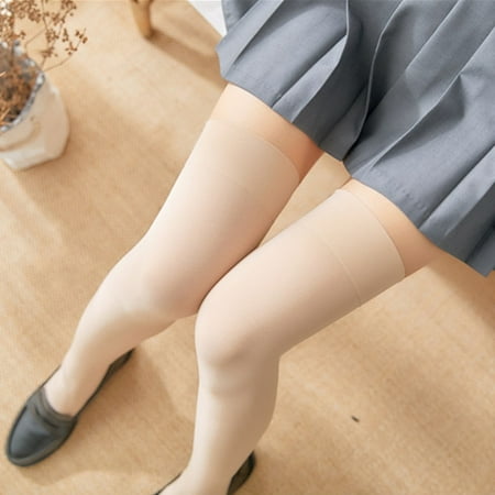 

Uorcsa Lingerie Knee Length Solid color Funny Quick Drying Velvet Student Long Stretch Socks Beige