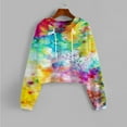 thumbnail image 2 of Sweatshirts for Women Fall Winter Loose Fit Hooded Long Sleeve Kimono Drop Shoulder Drawstring Gradient Print Leisure Cotton Hoodies Sweatshirts(Pink,L), 2 of 5