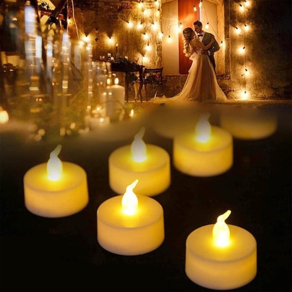 Hmlai Flameless Led Tea Light Candles 5 Pcs, Flickering Battery Powered Unscented Tea Lights, White, Realistic Votive Candles for Wedding Party Home Decoration
