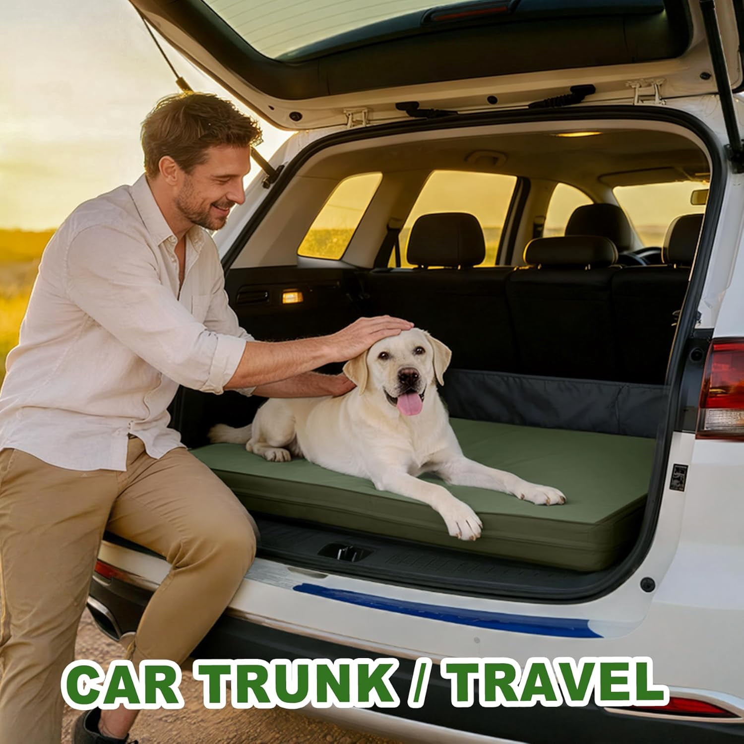 Outdoor Dog Bed Waterproof Washable, XXL Crate Pad 48 Inch, Cooling Wipeable Leather Pet Beds with Removable Cover Reversible, Durable Anti-Slip Kennel Pads 47"x29" Green