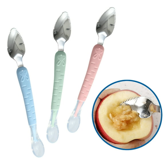 Visland Best First Stage Baby Infant Spoons, Soft Silicone & Stainless Baby Spoons Double Head Training Spoon Gift for Infant