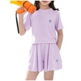 thumbnail image 2 of Odeerbi Niñas de Hielo Seda Seca Rápida Conjuntos Atléticos de Manga Corta Superior Skort Conjunto Ropa Deportiva Transpirable Para 5-15 Años, 2 of 5