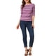 thumbnail image 2 of CAMISETAS RAYADAS DE MUJER INSPIRE CHIC, AJUSTE SLIM, MANGAS DE CODO, T-SHIRT M ROJO ROSA, 2 of 6