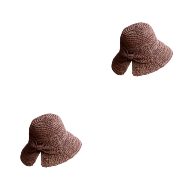 Minnieouse Lady Summer Sombrero de paja Bowknot Floppy Wide Brim Sun Hats Beach Transpirable Plegable Moda Ladies Adult Holiday Brown Marrón M (56-58 cm) 2Conjunto