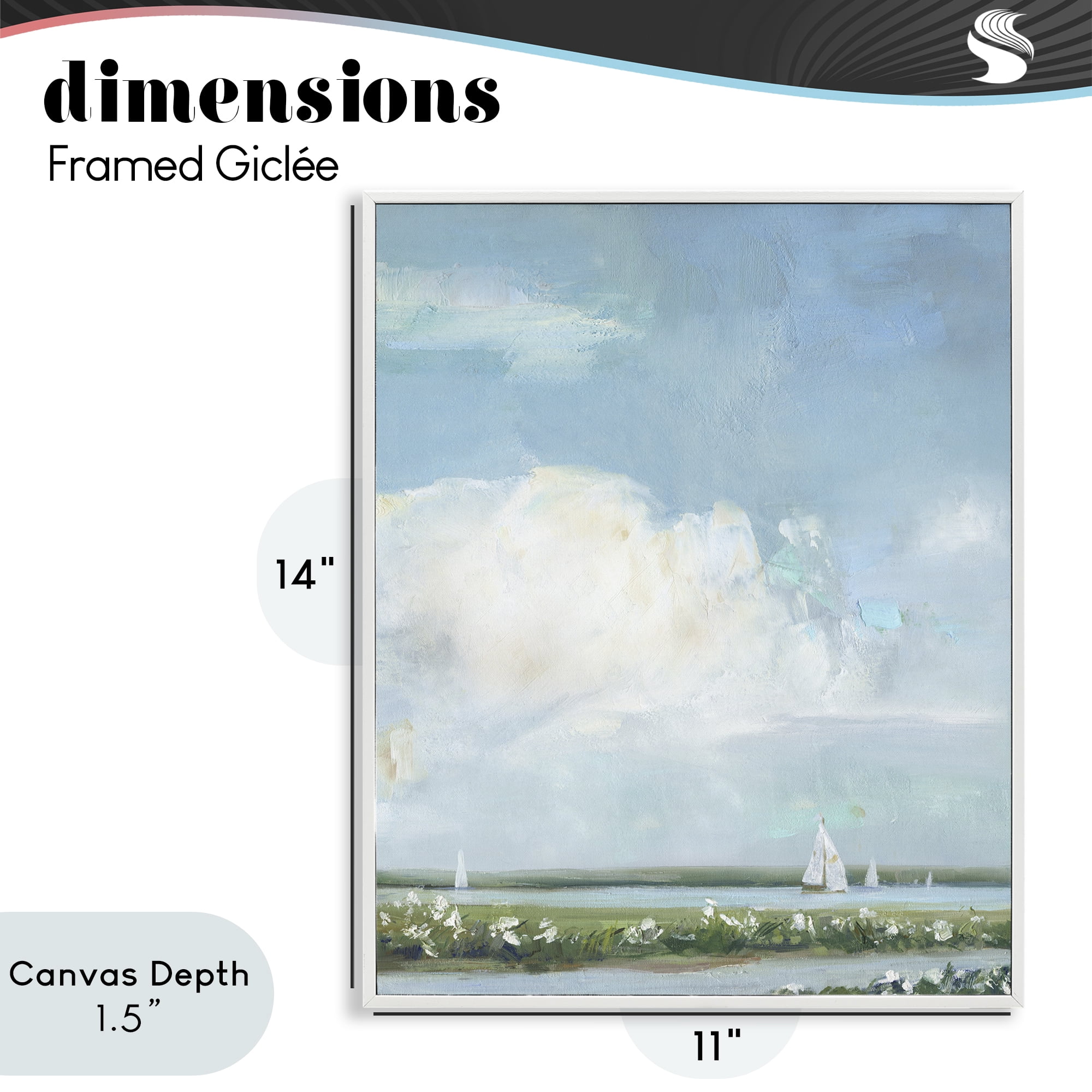Stupell Industries Seaside Sailing Along Meadow White Framed Giclee Art, design by Sally Swatland