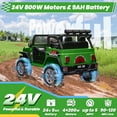 thumbnail image 3 of Joyracer 24V 2 Seater Kids Ride on Truck with Remote Control, 4×200W Motor, Electric Battery Powered Toys Car w/ 4 Wheels Spring Suspension, 3 Speeds, LED Lights, Bluetooth Music, Army Green, 3 of 10