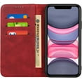 thumbnail image 4 of for iPhone 11 Wallet Case,Premium PU Leather Flip Folio Case with Card Slot,Kickstand Holder Magnetic Closure [TPU Shockproof Interior Protective Case] for iPhone 11,6.1",Red+Black, 4 of 9