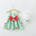 thumbnail image 4 of Coerni Toddler Baby Kids Girls Hawaii Holiday Dress + 𝚂traw Hat Floral Princess Sleeveless Outfits 2pcs Sundress Set, 4 of 9