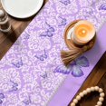 thumbnail image 3 of Purple Floral Butterflies Table Runner 120 Inches, Abstract Art Vintage Botanical Bed Runner Dresser Scarves Tabletop for Indoor Outdoor Parties/Ceremony/Banquet, 13"x 120", 3 of 9
