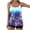 Blue#1, variant on Qingpeng Plus Size Two Piece Tankini Swimsuit Set for Women Tummy Control Bathing Suit Printed Tops and Boyshorts Swimwear