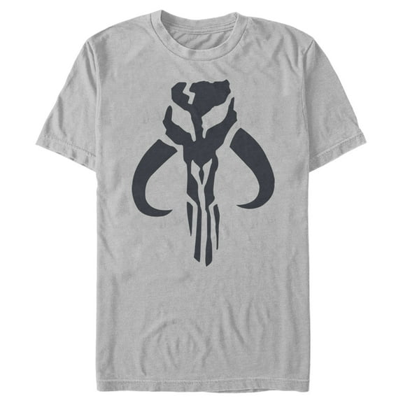 Men's Star Wars: The Mandalorian Mythosaur Skull Logo  Graphic Tee Silver Small