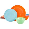 thumbnail image 1 of Gibson Home Brela 12 Piece Melamine Dinnerware Set, 4 Assorted Colors, 1 of 4