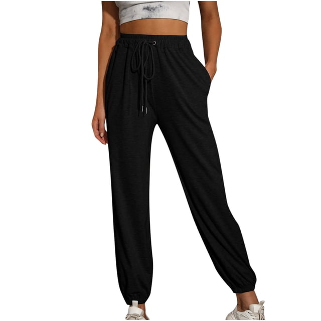 Pantalones bombachos informales con cordones y cintura alta sueltos de Color sólido para mujer a la moda Fridja hfkajh101753