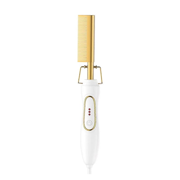 Cepillo alisador de cabello con calentamiento rápido en 30 segundos, 3 niveles de temperatura, color blanco, enchufe estadounidense, apto para todo tipo de cabello.