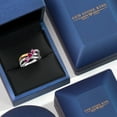 thumbnail image 5 of Gem Stone King 925 Silver and 10K Yellow Gold Pink Tourmaline and Red Created Ruby and Lab Grown Diamond Engagement Ring for Women | 0.85 Cttw | Heart Shape Gemstone October Birthstone | Size 5, 5 of 6