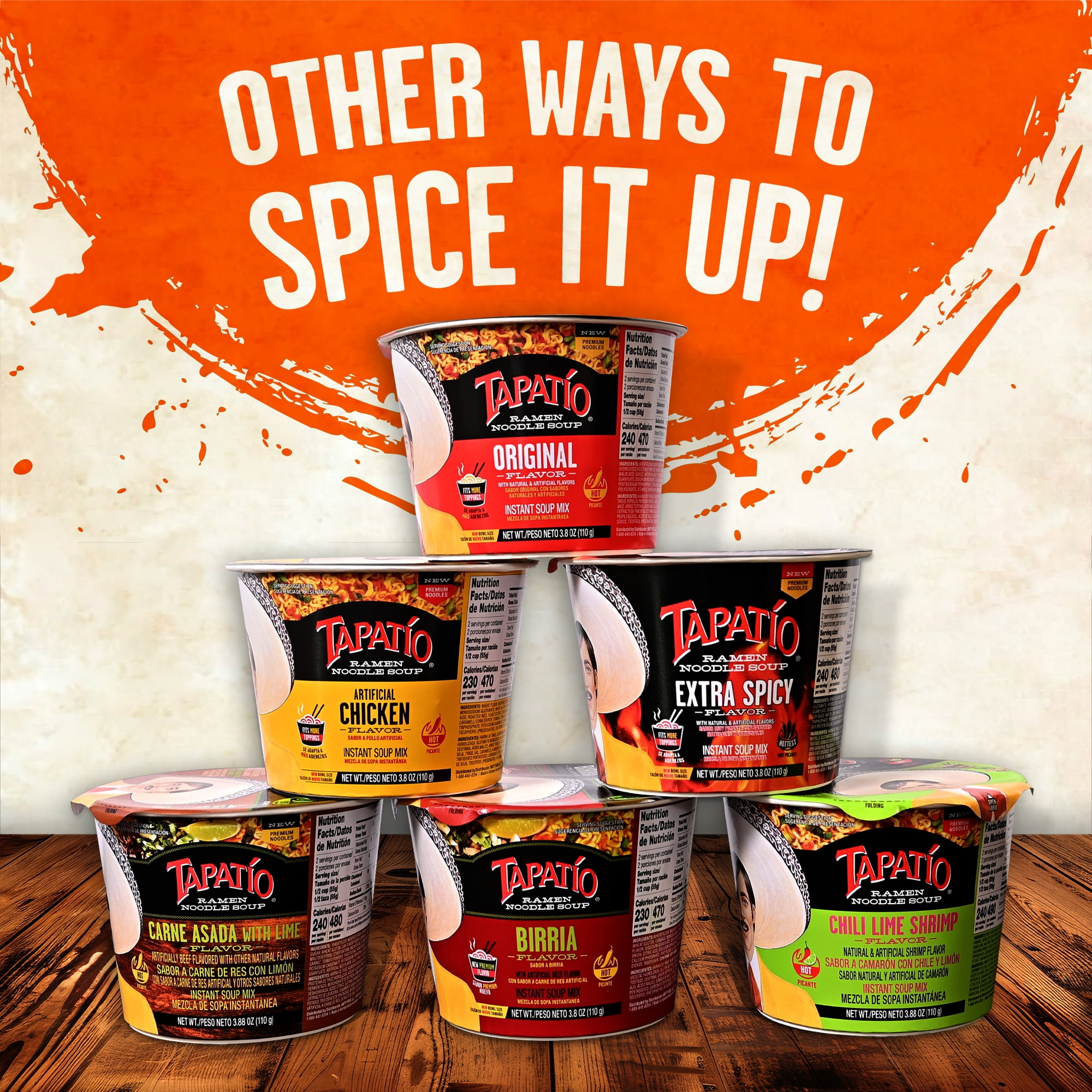 (6 pack) Tapatio Spicy Carne Asada Flavor Ramen Bowl, 3.8oz