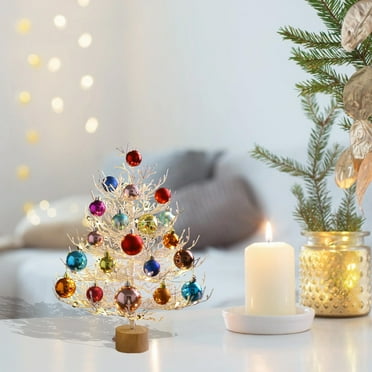 Chmadoxn Christmas Tree, 18 Inch Lighted Tabletop Artificial Xmas Pine Tree, Christmas Decorations, Small Tree Light Up Battery Operated with LED Lights for Holiday Home Party Decor, Christmas Gifts
