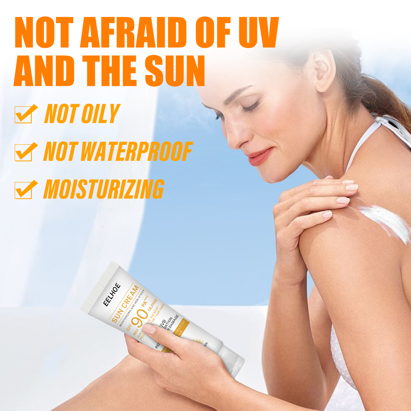 Alvantor Sunscreen Protective Cream SPF 50 for Face Body Moisturizer Physical Sunblock Non-Greasy No White Cast Summer Refresh, 1.4oz