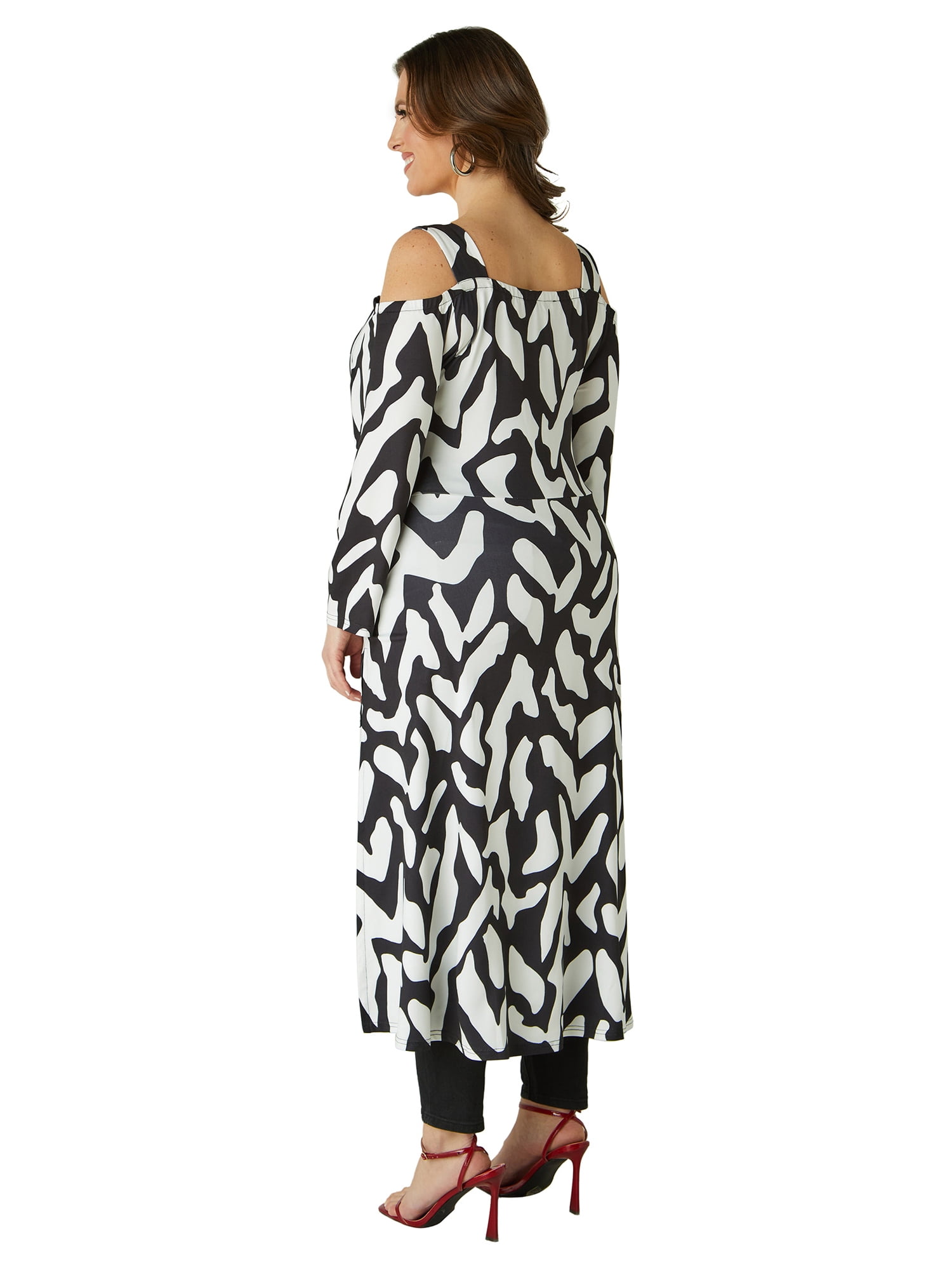 Ashley Stewart Women's Plus Hi-Low Printed Off the Shoulder Dress, Sizes 10/12-26/28