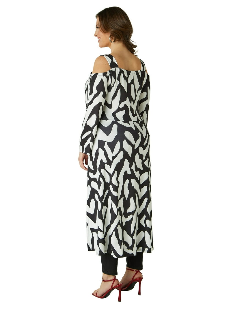 Ashley Stewart Women's Plus Hi-Low Printed Off the Shoulder Dress, Sizes  10/12-26/28 - Walmart.com