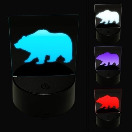 

Fuzzy Grizzly Bear Silhouette LED Night Light Sign 3D Illusion Desk Nightstand Lamp