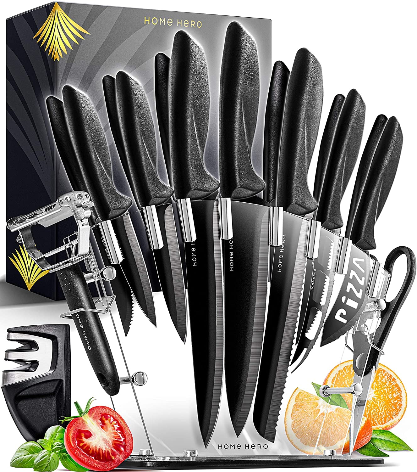 Home Hero 25 Pieces Kitchen Knives Set, 25 Stainless Steel Knives ...