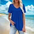 thumbnail image 2 of Sexlip Womens Swimsuit Set Ruffled Sleeve Cover Up Design V Neck Short Sleeve Loose Silhouette Lightweight Fabric for Beach Vacations Blue XL, 2 of 6