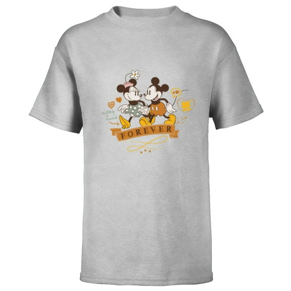 Disney Mickey   Minnie Forever Love Stroll Valentine’s Day - Short Sleeve T-Shirt for Kids - Customized-Athletic Heather