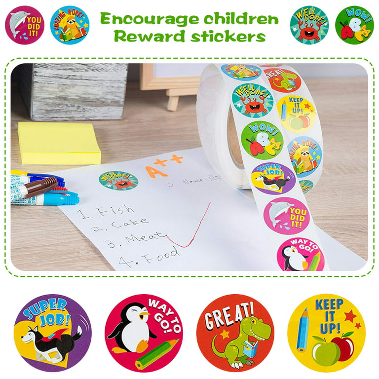 Heart Stickers Perforated Roll 500PCS Bright Color Valentine Stickers for  Kids Party Classroom Reward Gift Decor