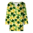 thumbnail image 4 of GEWSEY St Patricks Day Shirt Women Sequin Shamrock Graphic Tees Irish Crewneck 3/4 Sleeve Shirts Funny Saint Pattys Outfits (Light Yellow, L), 4 of 9