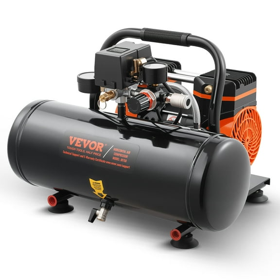 VEVOR Air Compressor, 2 Gallon Steel Tank, 1HP 2.1 CFM 8bar Oil Free Air Compressor & Max. 120PSI Pressure, 81dB Ultra Quiet Portable Compressor, for Auto Repair, Tire Inflation, Spray Painting