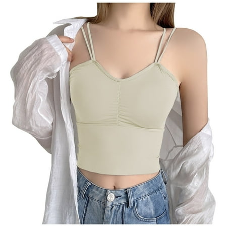 

Leadmall Women Comfortable Bra Everyday Bras Ladies Beauty Back Sling Chest Pad Wrapped Solid Chest Underwear Comfort Bra Strappy Bralette