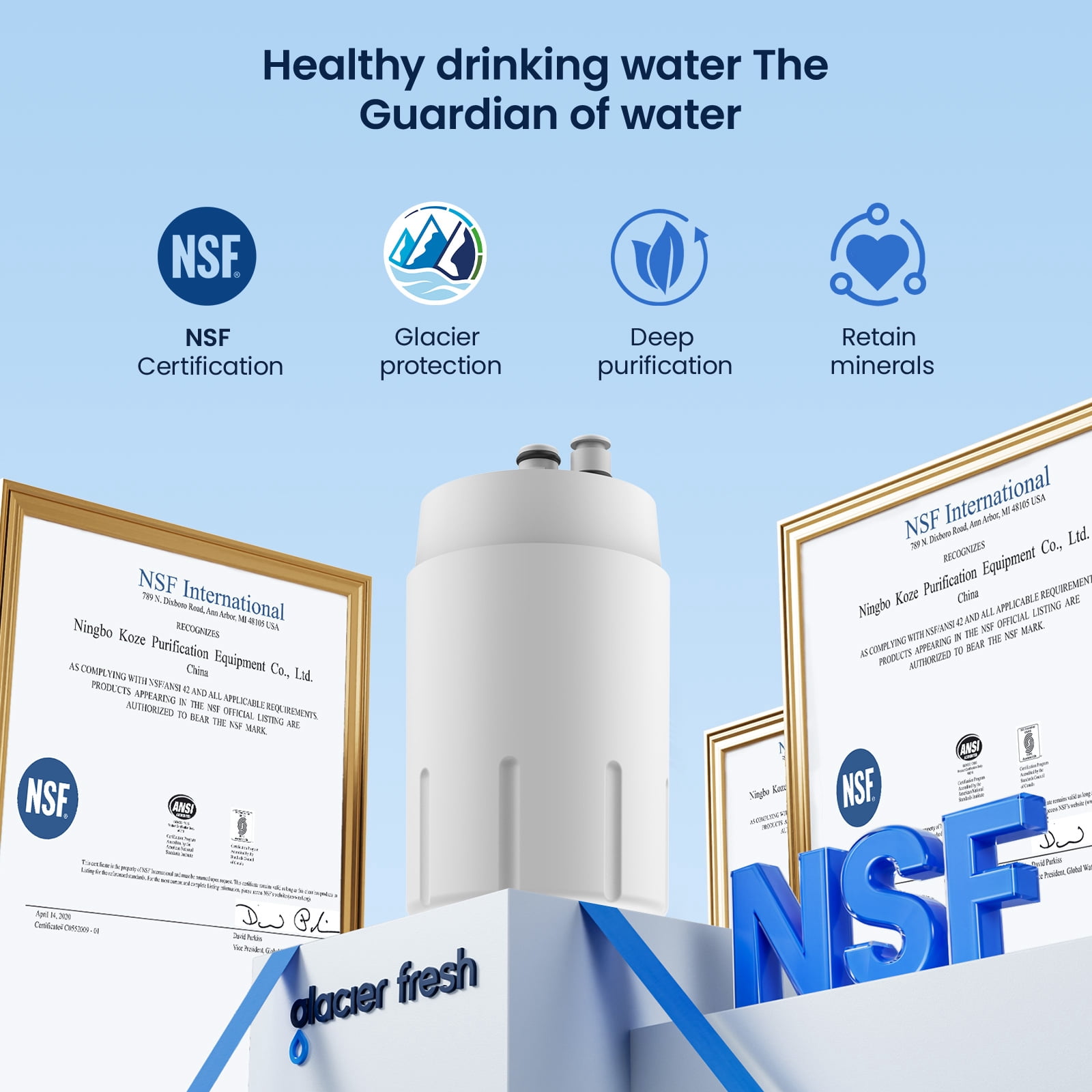GLACIER FRESH Water Filter Faucet Replacement, Replacement for Brita 36311 On Tap Water Filter, Compatible with FR-200, FF-100 and All Brita Tap Water Filter Systems, 6 Pack