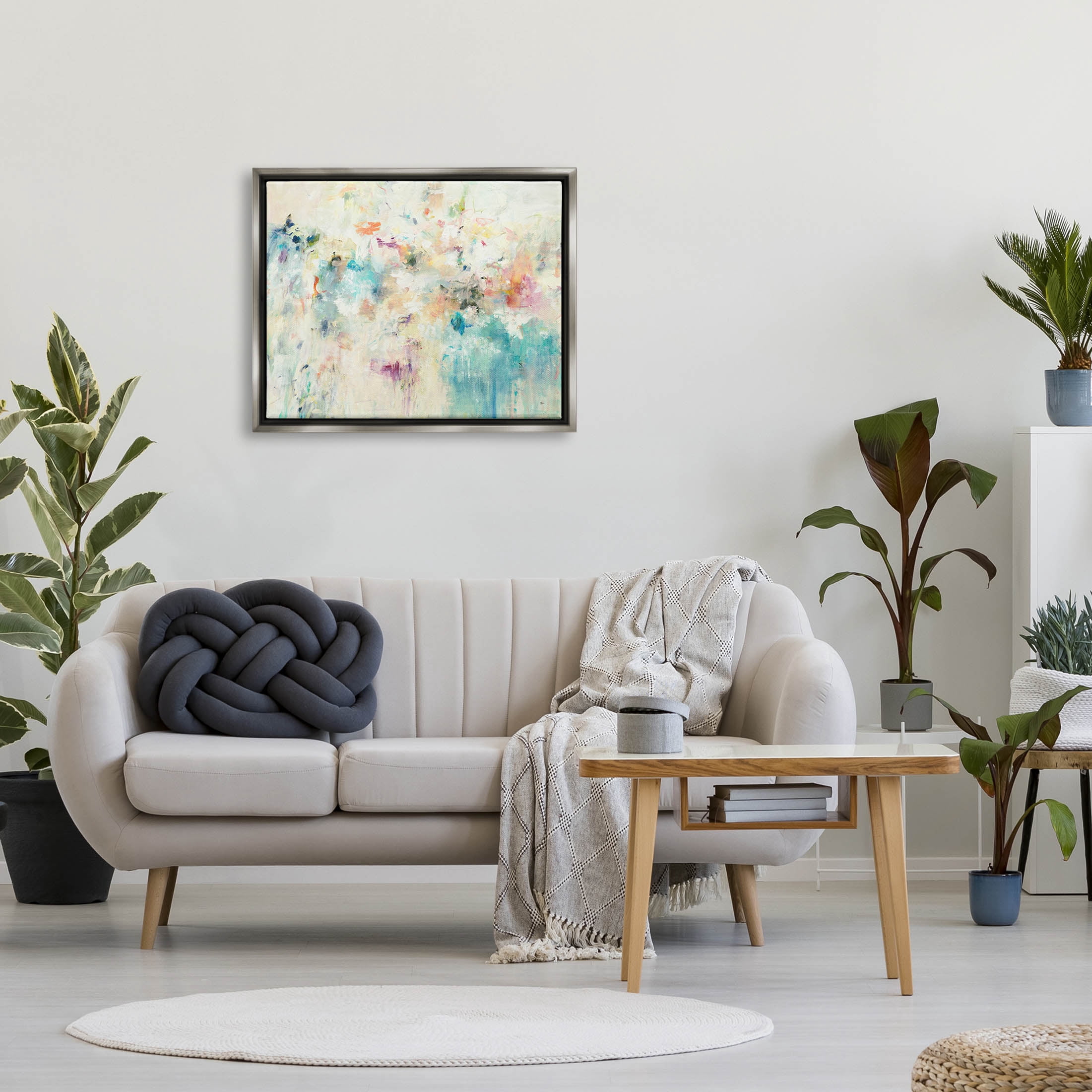 Stupell Industries Contemporary Abstract Composition Painting Luster Gray Floating Framed Canvas Print Wall Art, Design by Lisa Ridgers
