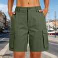 thumbnail image 4 of Utoimkio Women's Mid Length Cargo Shorts Classic Button Zip Fly Multi Flap Side Pockets Straight Casual Utility Bottoms, 4 of 9