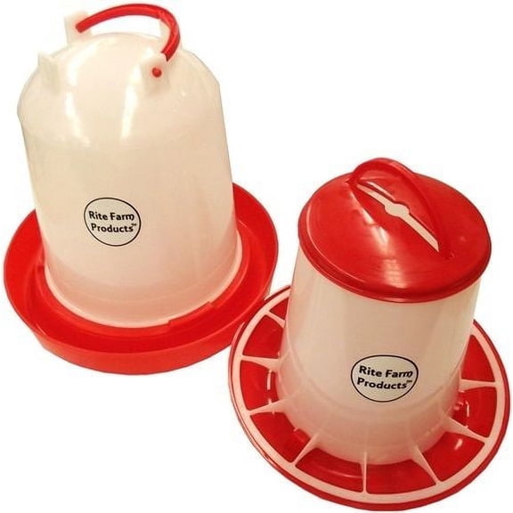 COMBO MEDIUM RITE FARM PRODUCTS 1.6 GAL & 6.6LB WATERER & FEEDER CHICKEN POULTRY