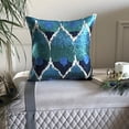 thumbnail image 4 of Decorative Blue 18"x18" (45x45 cm) Pillow Covers, Silk Sequins Embroidery, Ombre & Peacock decor Throw Pillows For Sofa, Floral Pattern Modern Style - Mora, 4 of 12