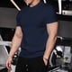 thumbnail image 1 of Ceisia Men's Slim Fit Crew Neck Short Sleeve T-Shirt High Stretch German Velvet Athletic Top Navy XXL Gifts, 1 of 5